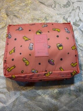 Coral Pink Cat Print Beginners Crochet Kit in Travel Pouch